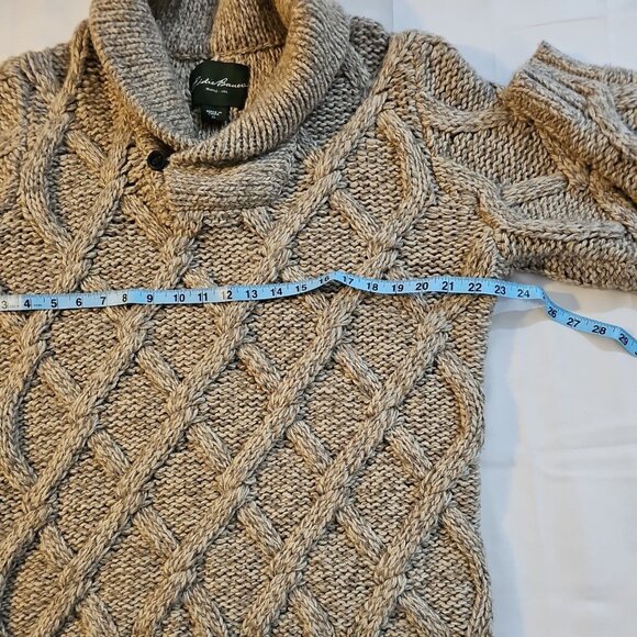 Eddie Bauer Tan Chunky Knit Shawl Collar Heavy Cableknit Sweater Men's XL - Picture 5 of 7